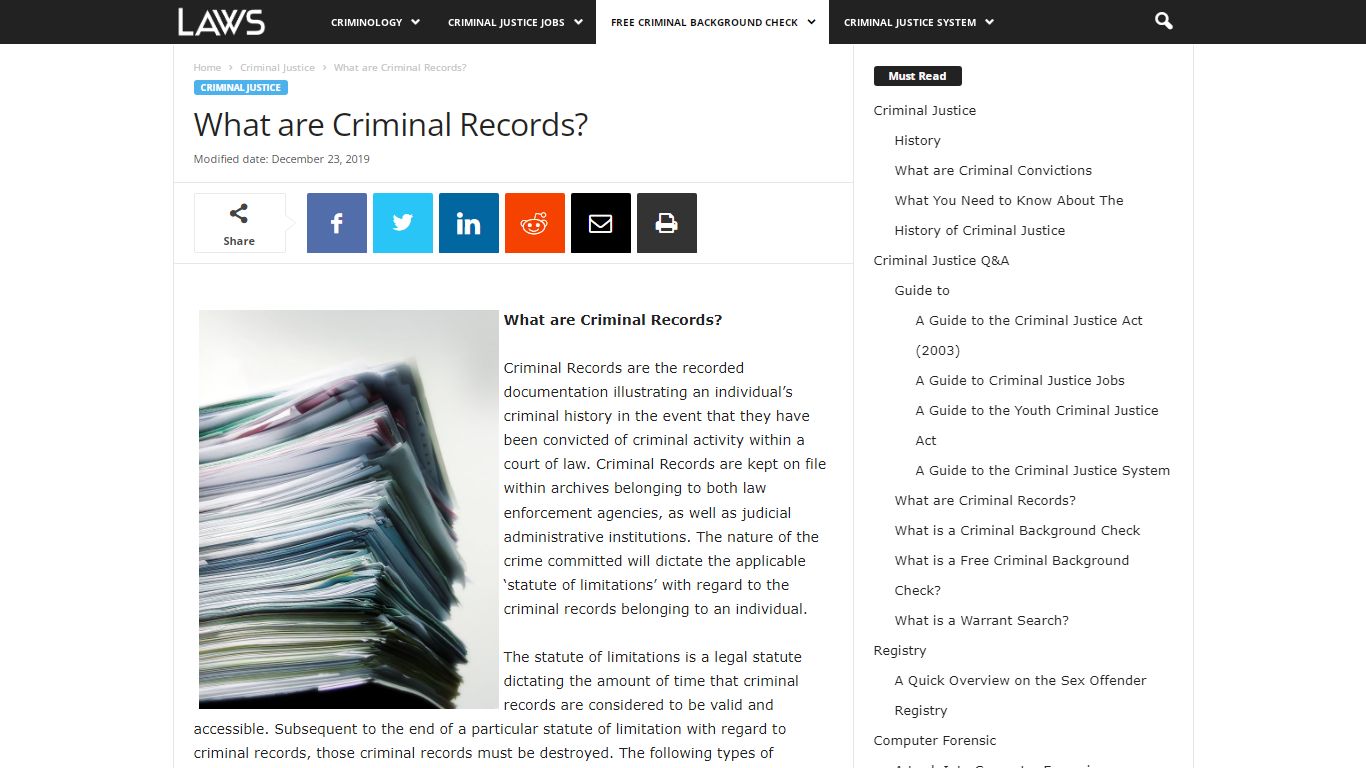 What are Criminal Records? - LAWS.com