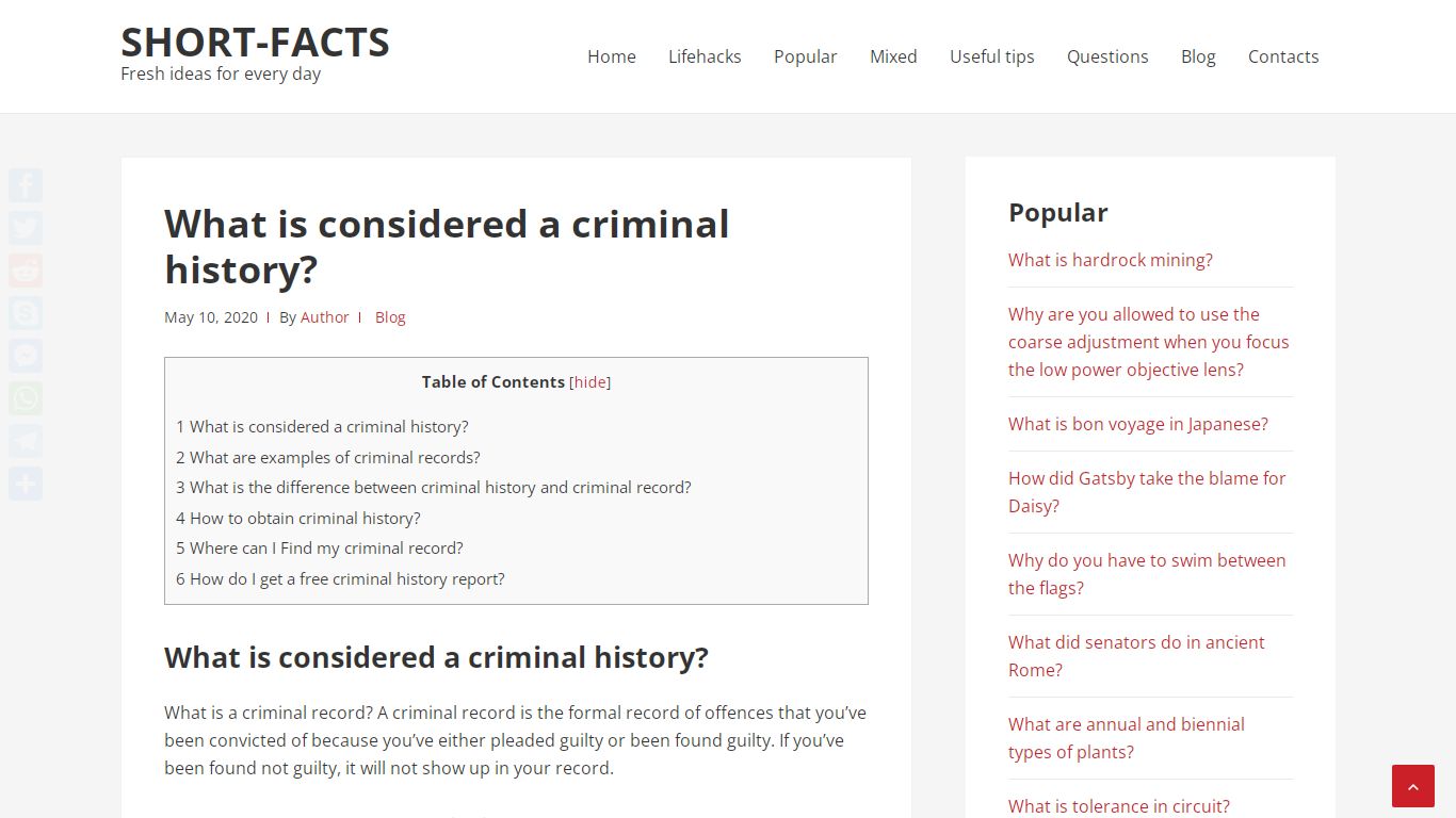 What is considered a criminal history? – Short-Facts